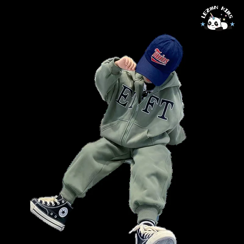 LEZONKIDS - 2023 Most Popular Pure Cotton Clothing Printing Craft Casual Boy Hoodie Set for 2-14T Customized